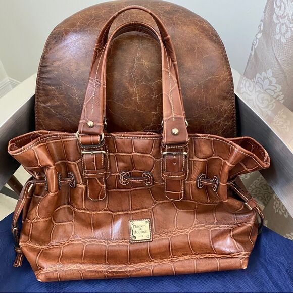 Dooney & Bourke brown leather croco embossed tote